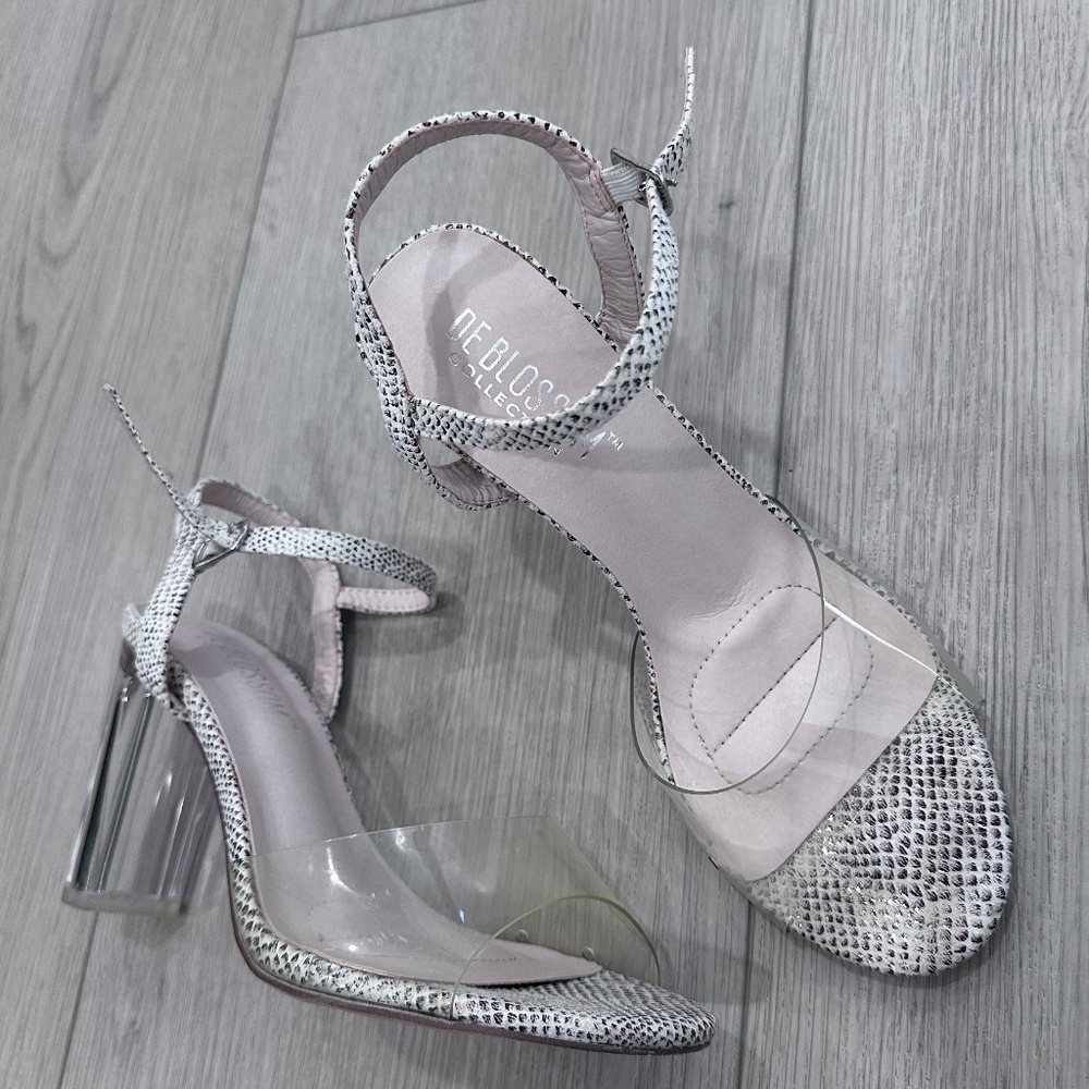 Clear snakeskin heels SIZE 8